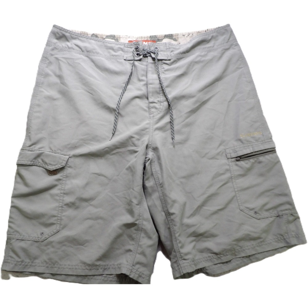 Simms Fishing Board Shorts Men XL Gray Cargo Quick Dry Hybrid Wade Surf Utility